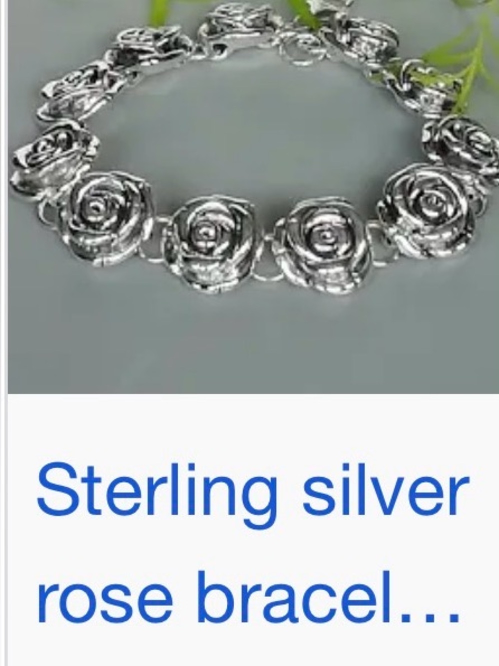 Sterling Silver Rose Link Bracelet - Silver